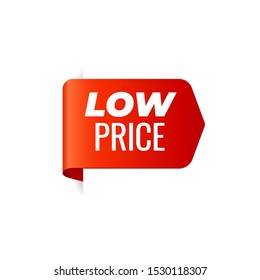 Red Vector left bookmark on white background. Low Price