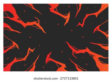 Red vector lightning or thunder manga element background.