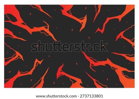 Red vector lightning or thunder manga element background.