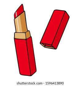 Red vector lipstick isolated on white background. Female fashion. Red lips