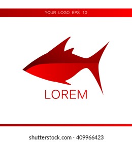 Red vector logo with the fish. Can be as the business logo.