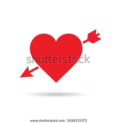 Red vector love heart. Heart with an arrow. I love you.