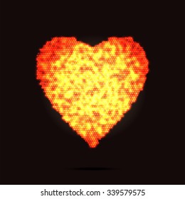 Red vector love heart with circle dot