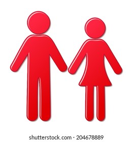 Red vector man and woman icons isolated