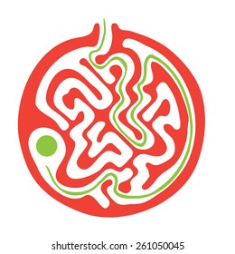 Red vector maze, labyrinth illustration