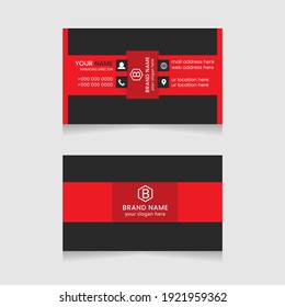 Vector rojo moderno abstracto, plantilla de tarjeta de visita simple y limpia, tarjeta de nombre horizontal, diseño de papel y tarjeta de visita de estilo, diseño de tarjeta de visita creativo y profesional.