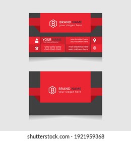 Red vector modern abstract clean and simple business card template, Horizontal name card, Stylish stationery design and visiting card, Creative and professional business card design.