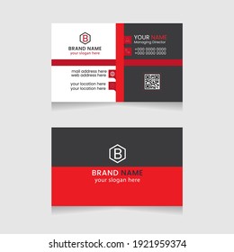 Red Vector Modern Abstract Clean And Simple Business Card Template, Horizontal Name Card, Stylish Stationery Design And Visiting Card, Creative And Professional Business Card Design.