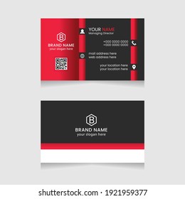 Red vector modern abstract clean and simple business card template, Horizontal name card, Stylish stationery design and visiting card, Creative and professional business card design.