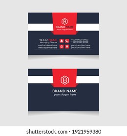 Red vector modern abstract clean and simple business card template, Horizontal name card, Stylish stationery design and visiting card, Creative and professional business card design.