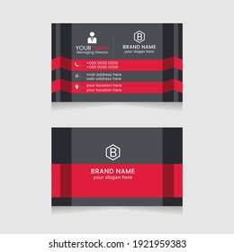 Red vector modern abstract clean and simple business card template, Horizontal name card, Stylish stationery design and visiting card, Creative and professional business card design.