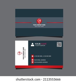 Red vector modern abstract clean and simple business card template
