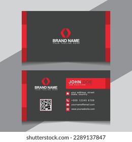 Red vector modern simple business card design template, Horizontal name card, Stylish stationery design and visiting card, Creative and professional business card design.