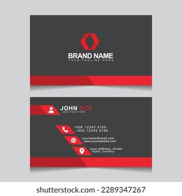 Red vector modern simple business card design template, Horizontal name card, Stylish stationery design and visiting card, Creative and professional business card design.
