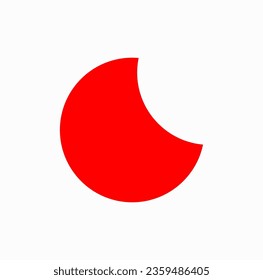 A red vector moon on white background.