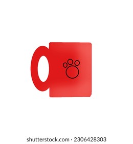 A red vector mug with an animal paw print symbol on the front