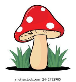 A Red vector Mushroom in nature plants clipart design 