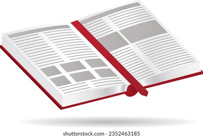 Red vector open book. Literature icon illustration.