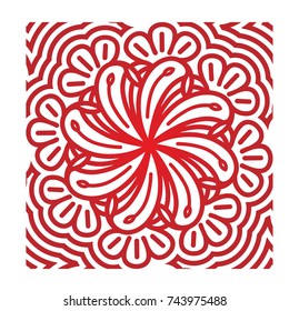 Red Vector Ornament Spinner Flower Logo