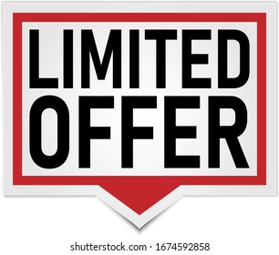 red vector paper banner limited offer on a white background