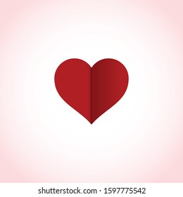 Red vector paper heart isolated on white background.