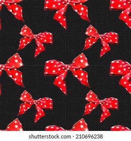 Red vector pattern bow with polka dot.  Vector illustration Eps 10.