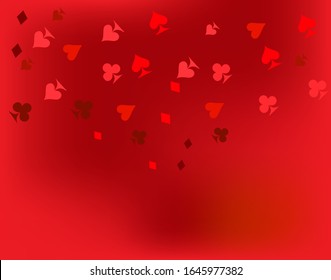 Red vector pattern with symbol of cards.Symbols poker cards.Design for business and casino advertising.