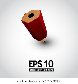 Red vector pencil icon.