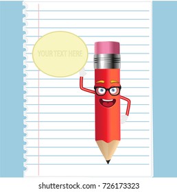 Red vector pencil with place for text 