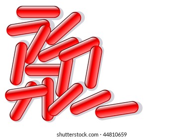 Red vector pills isolated on the white.