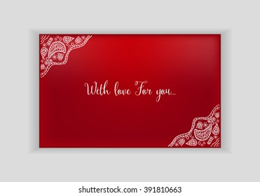 Red vector postcard with curl for design and flyer, brochure