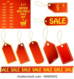 Red vector price tags