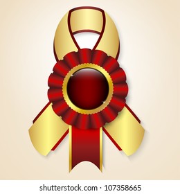 Red vector prize ribbon with place for text