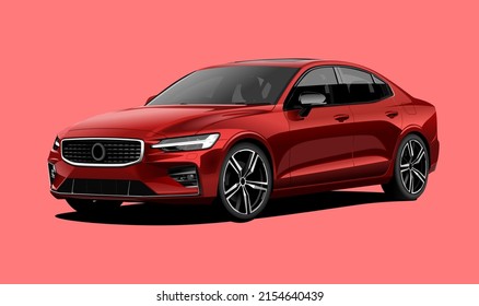 Red Vector Realistic 3D Car  - Shutterstock ID 2154640439