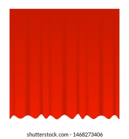 Red vector realistic close curtain for theater or room isolated on white background.