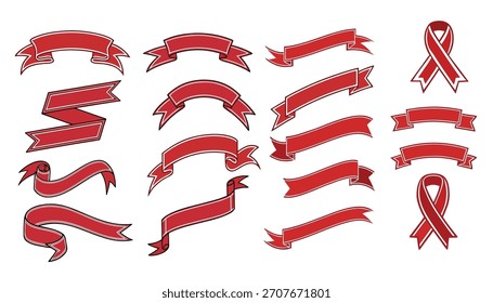 Red Vector Ribbon Collection – Retro Banners, Labels, and Decorative Scroll Elements