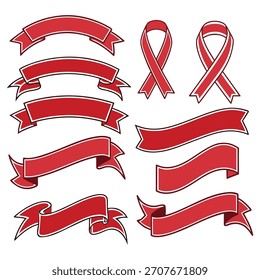 Red Vector Ribbon Collection – Retro Banners, Labels, and Decorative Scroll Elements