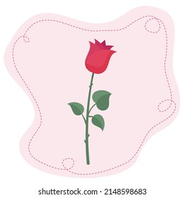 Rosa vectorial rojo, ilustración de San Valentín