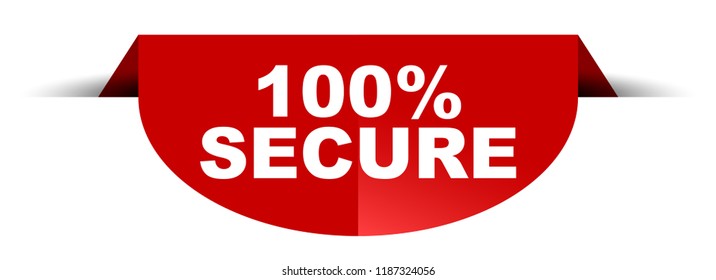 red vector round banner 100% secure
