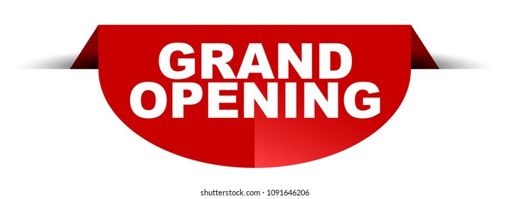 red vector round banner grand opening