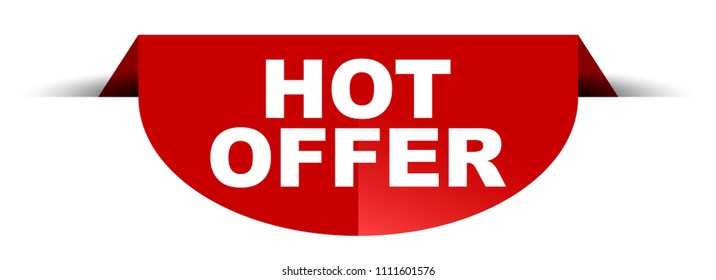 red vector round banner hot offer