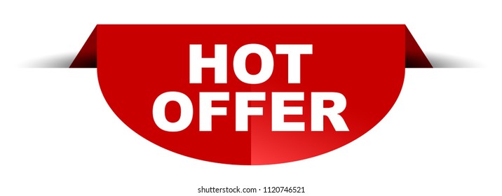 red vector round banner hot offer