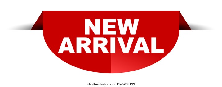 red vector round banner new arrival