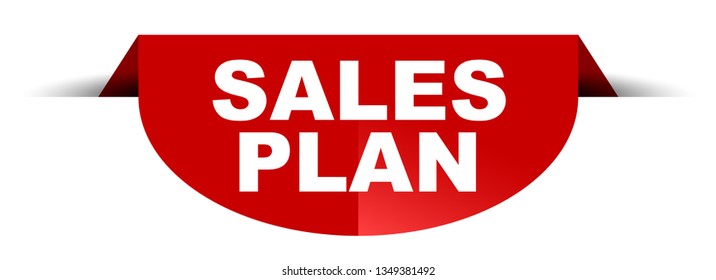 red vector round banner sales plan