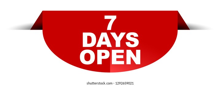 red vector round banner seven days open