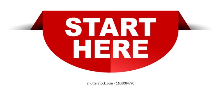 red vector round banner start here