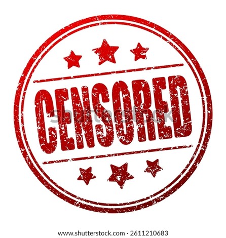 Red vector rubber stamp CENSORED in grunge style