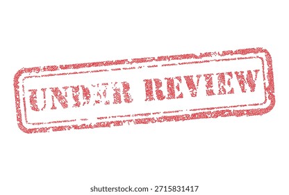 Roter Vektor-Gummistempel Under Review einzeln auf weiß. Grunge texturierte Handelssiegel für Business Inspection, Audit, Qualitätskontrolle und Assessment Konzepte.