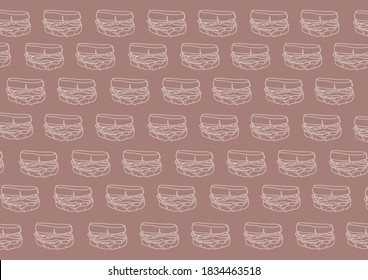 Red vector sandwich layout, sandwich outline on red background. Pattern for design, wallpapers.illustration