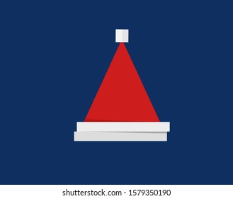 red vector santa claus hat simple shape design on blue background